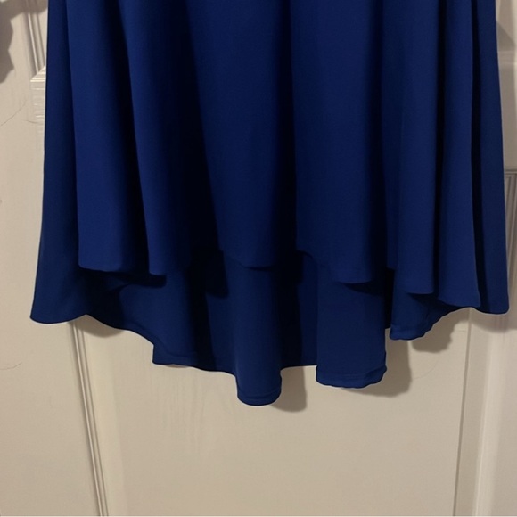 Royal Blue Asymmetrical High-Low Dress - Picture 4 of 6